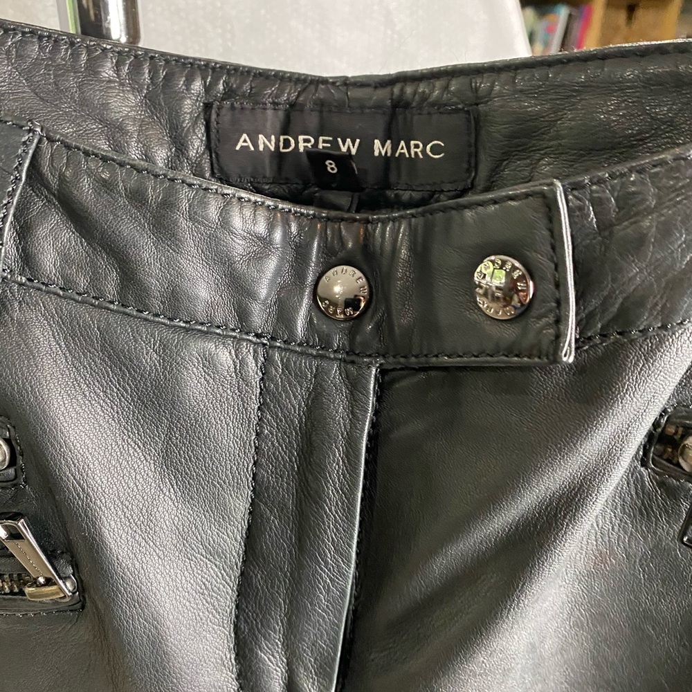 Andrew Marc Leather Moto Pants. Women’s size 8.